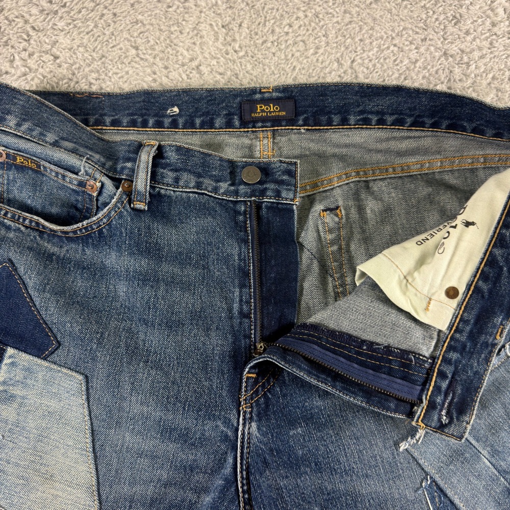 Polo Ralph Lauren Avery Boyfriend Patchwork Bandana Distressed Denim Jeans 31 - Picture 5 of 16